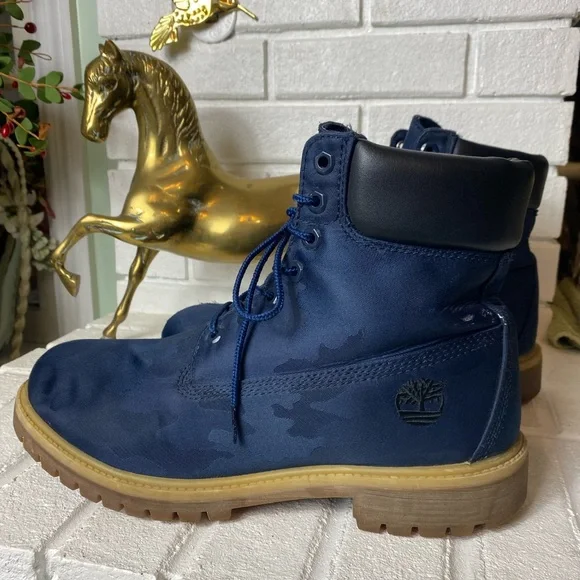 Camo navy blue timberlands Timberland 6” Premium Navy Blue Camouflage Work Boots Lace  main image 4